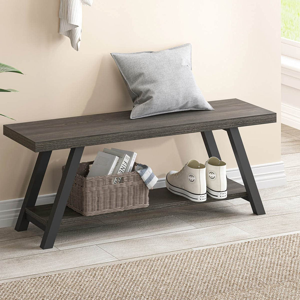 LVB Shoe Storage Bench Entryway Benches for Hallway 120cm Dark Oak - image 1