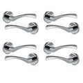 XFORT 4 Pack Lever Door Handle on Rose | Polished Chrome Internal Set