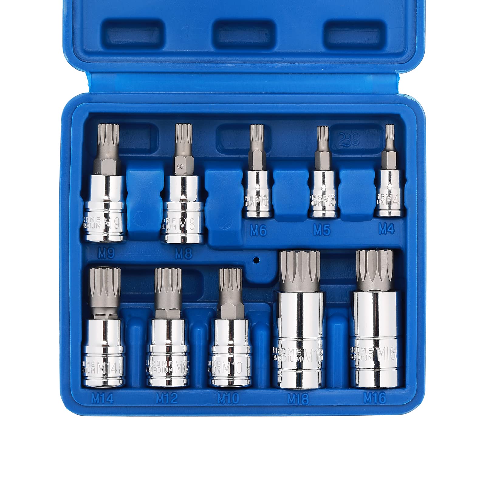 CASOMAN 10-Piece XZN Triple Square Spline Bit Socket Set, M4-M18