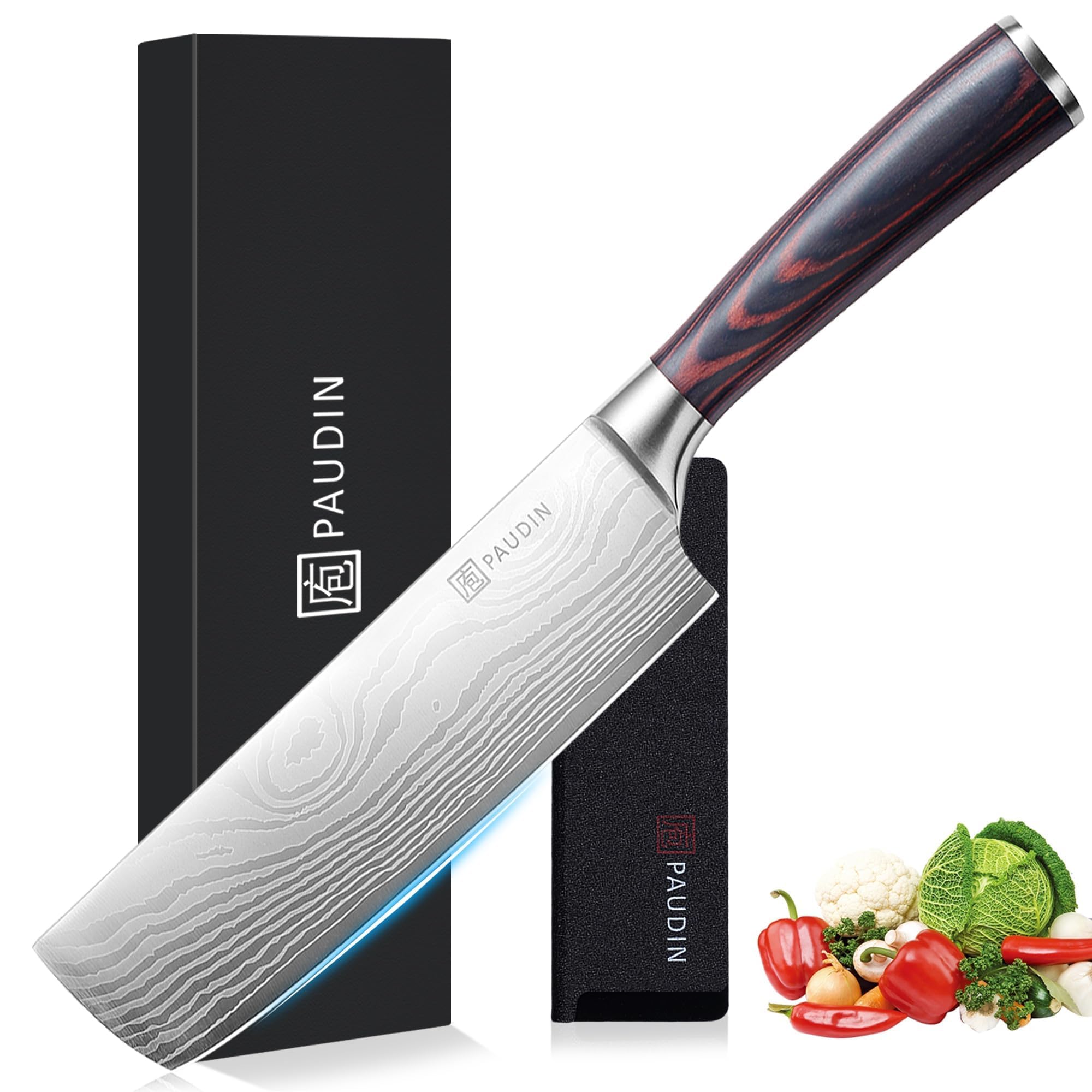 PAUDIN 7" Nakiri Chef Knife – High Carbon Stainless Steel Japanese Knife