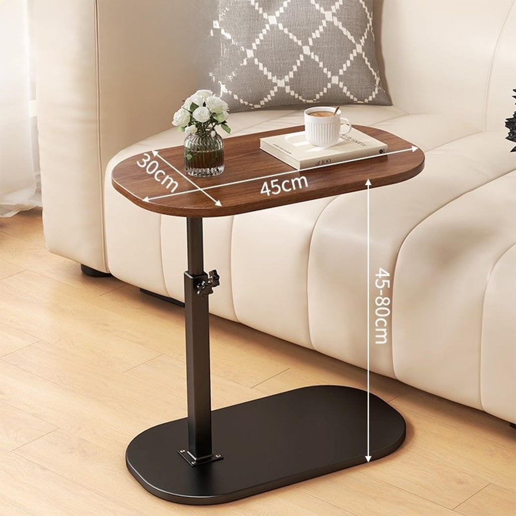 Gelory Height Adjustable Side Table 360° Swivel End Tables, Black Walnut