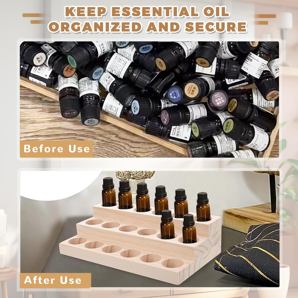 Honicemar 3-Tier Wooden Essential Oil Holder Aromatherapy Organizer Essential Oil Bottles Display Rack & Storage Stand Holder, 18 - Hole - image 4