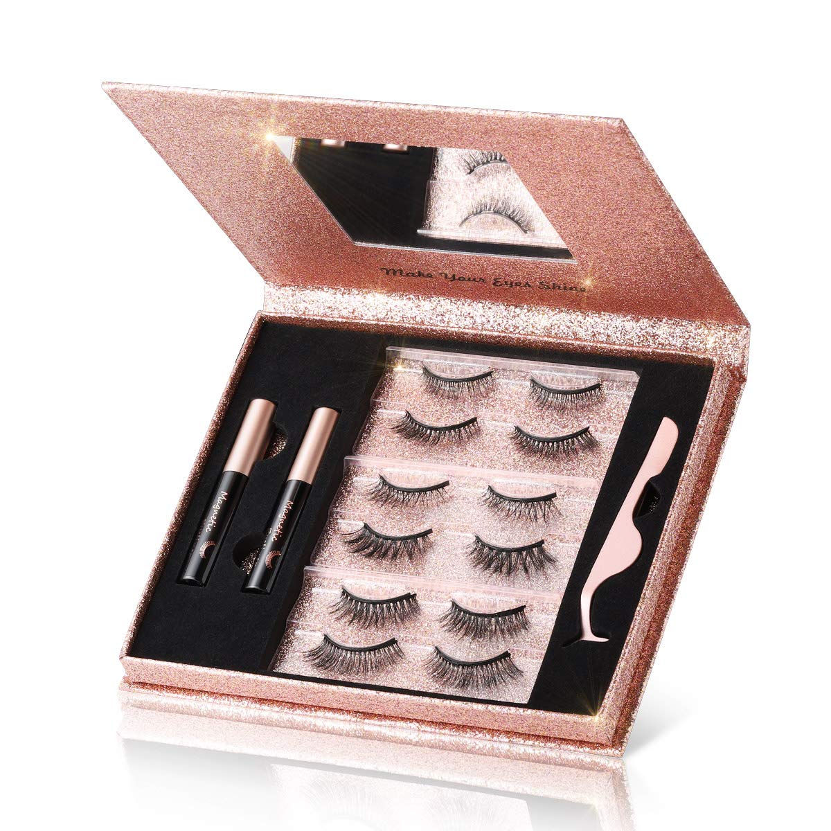 Magnetic Lashes Kit - 6 Pairs 3D Natural Look & Eyeliner
