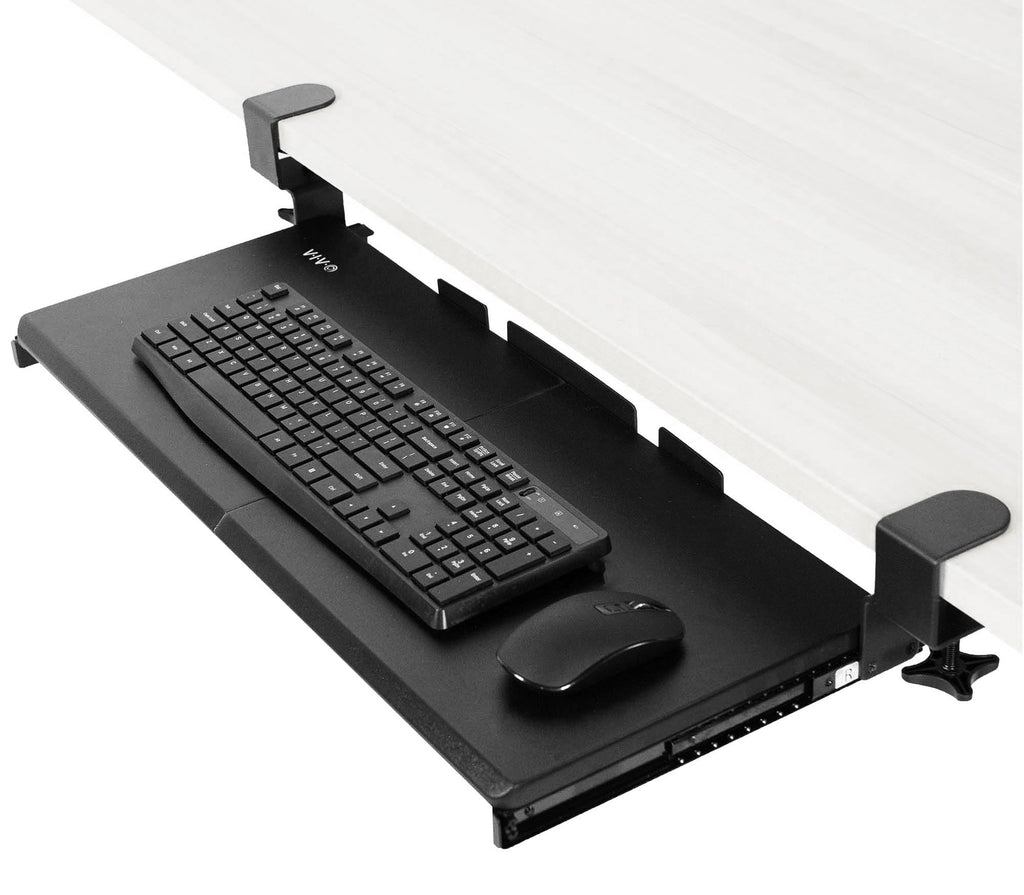 VIVO Large Under Desk Keyboard Tray – Sturdy C-Clamp Mount, Black