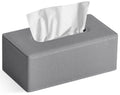 PU Leather Rectangular Tissue Box Cover | Linen Grey Holder