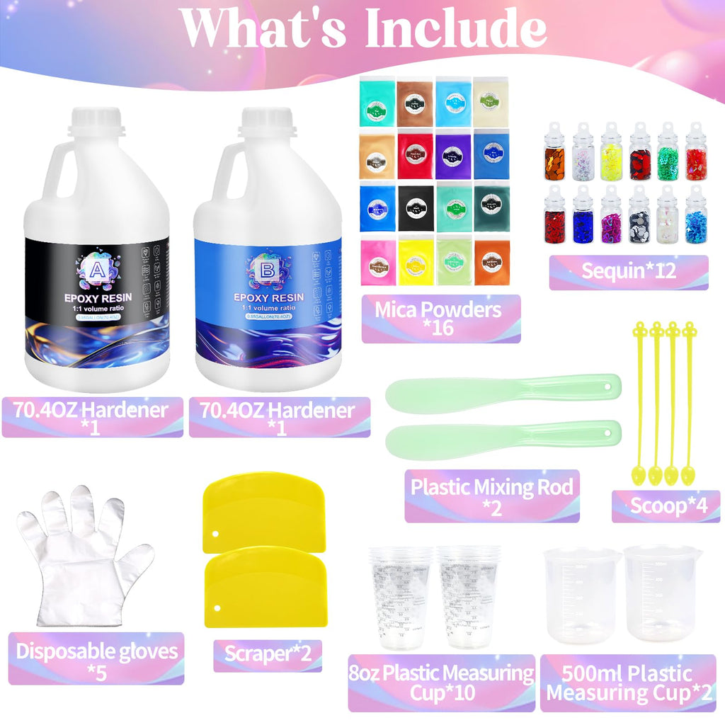 Ghguole 1.1 Gallon Crystal Clear Epoxy Resin Kit for DIY Art & Jewelry