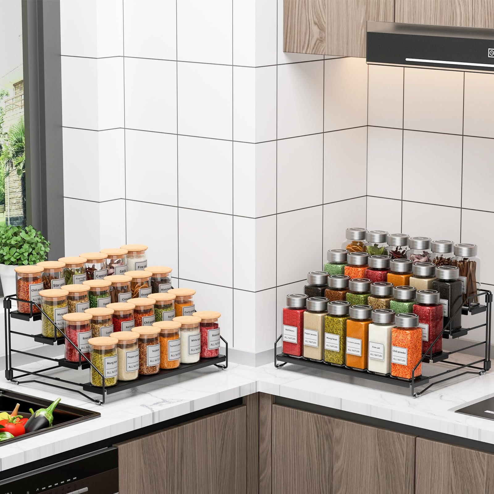 ZDDLOINP 4-Tier Metal Spice Rack | Depth Adjustable Cabinet Organizer