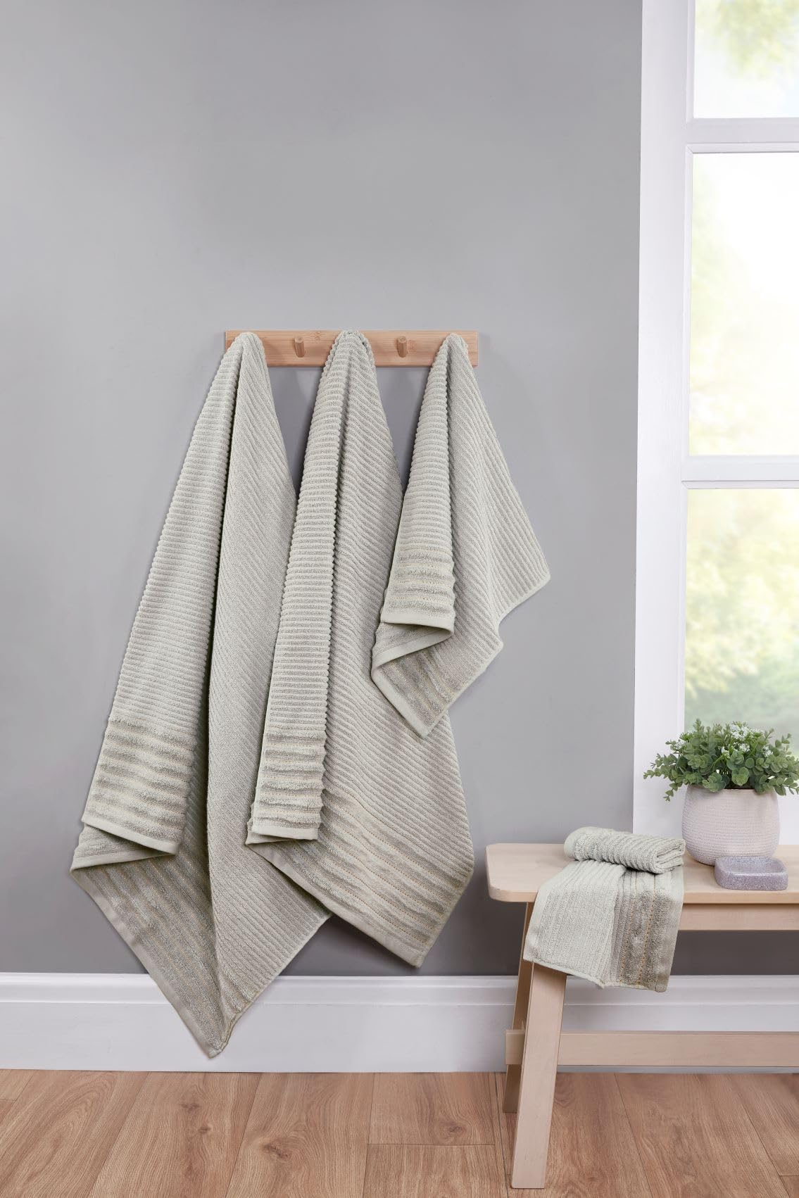 Rapport Home Linear Bath Sheets 2 Pack | Dove Grey | 90x140cm | Luxurious 500GSM 100% Cotton | Oeko-Tex Certified Absorbent & Soft Bathroom Towels - image 2