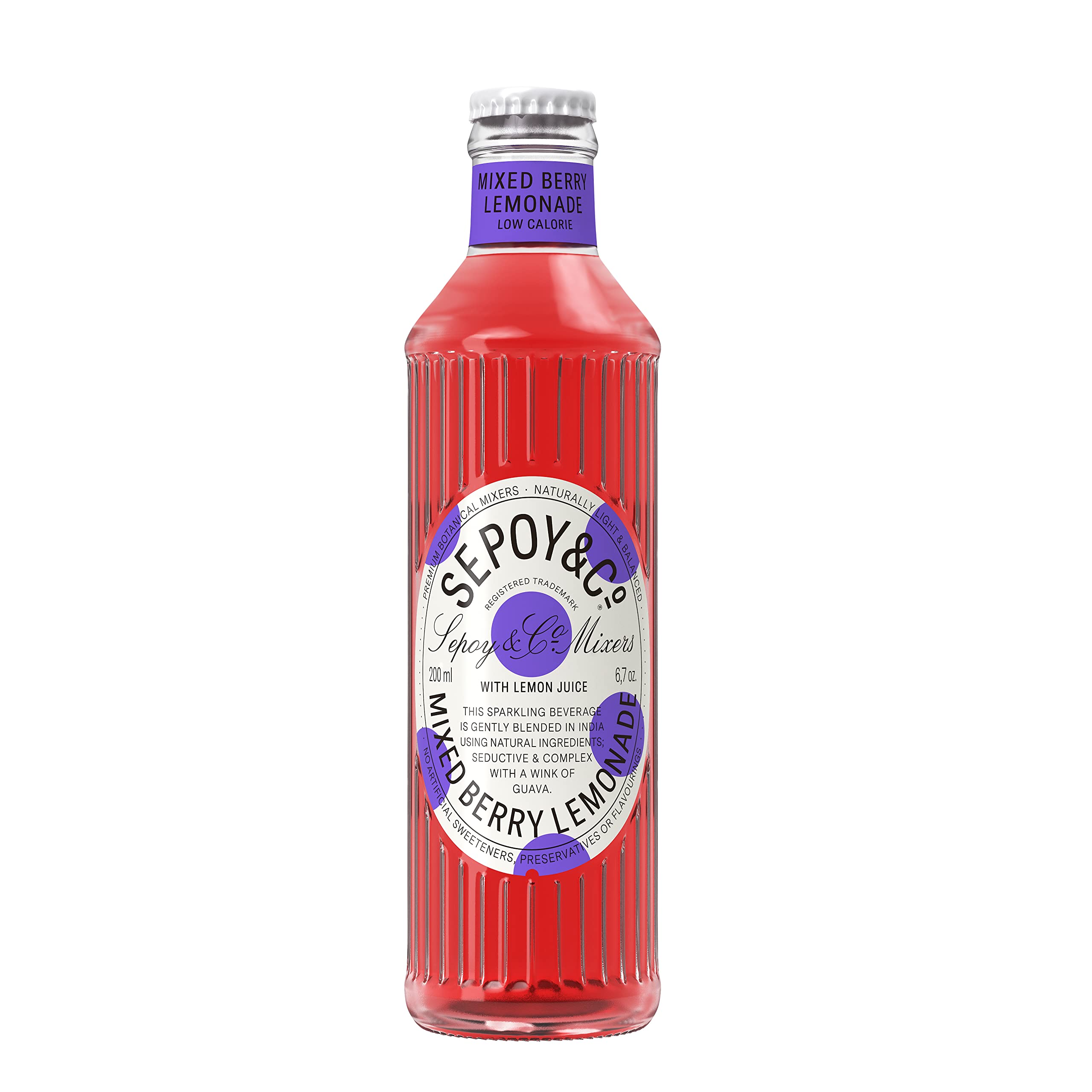 Sepoy & Co. Mixed Berry Lemonade – Low Calorie Drink – 6 x 200ml