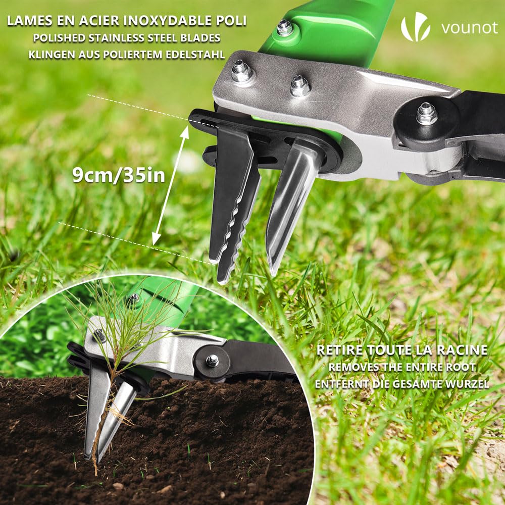 VOUNOT Manual Weed Puller Tool | 1m Long Handle Stainless Steel Root Remover