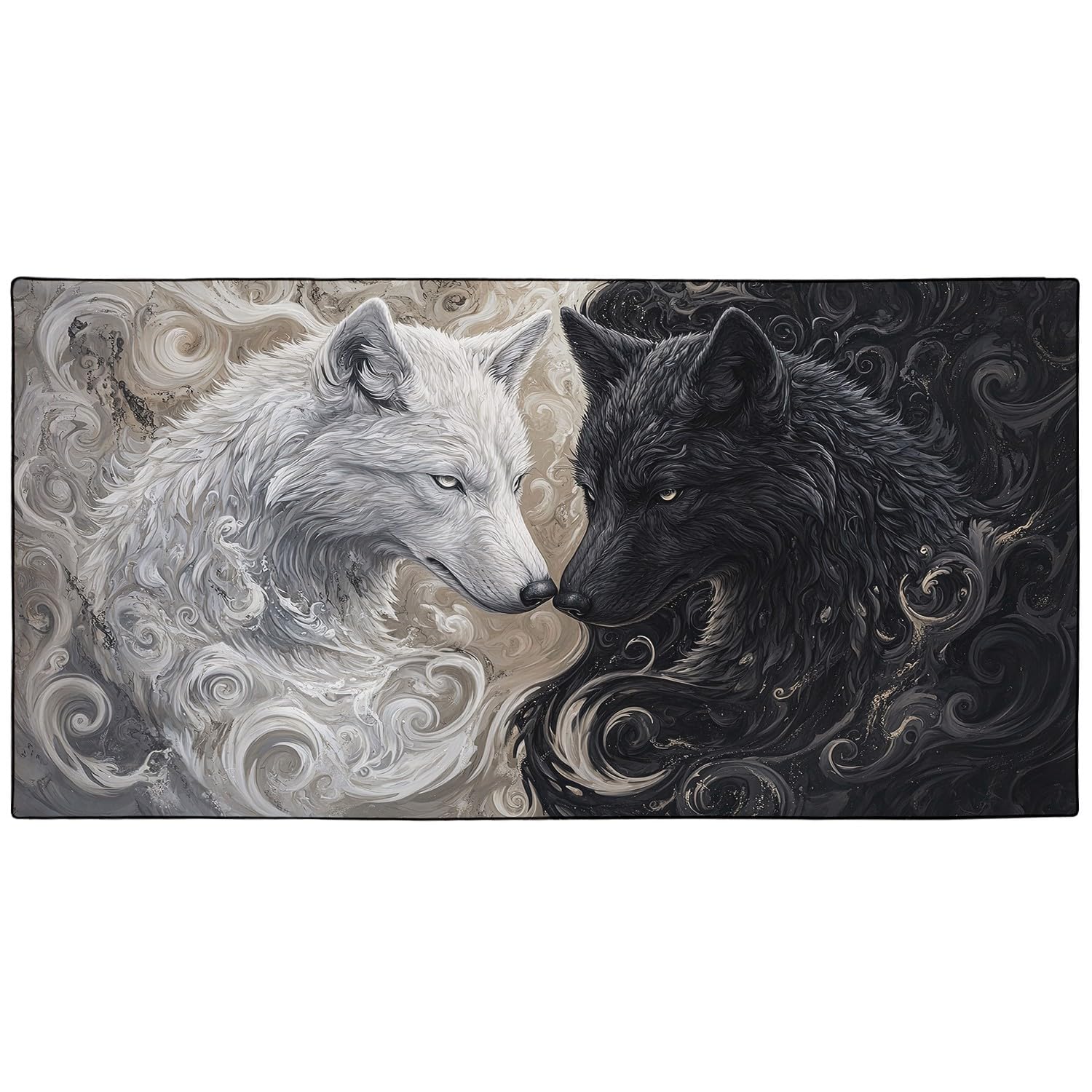 YISUMEI Black and White Wolf Microfibre Beach Towel – Extra Large 180x90cm