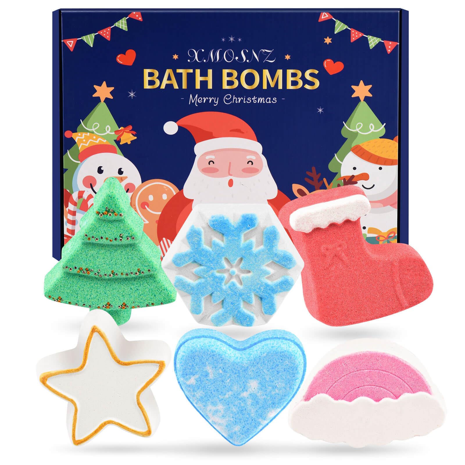 Kids Bath Bombs - 6 Pack Natural Bubble Bath Christmas Gift Set
