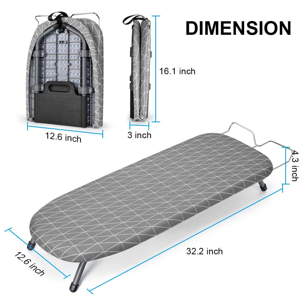 Johgee Tabletop Ironing Board – Foldable Compact Steam Iron Table with 2 Covers