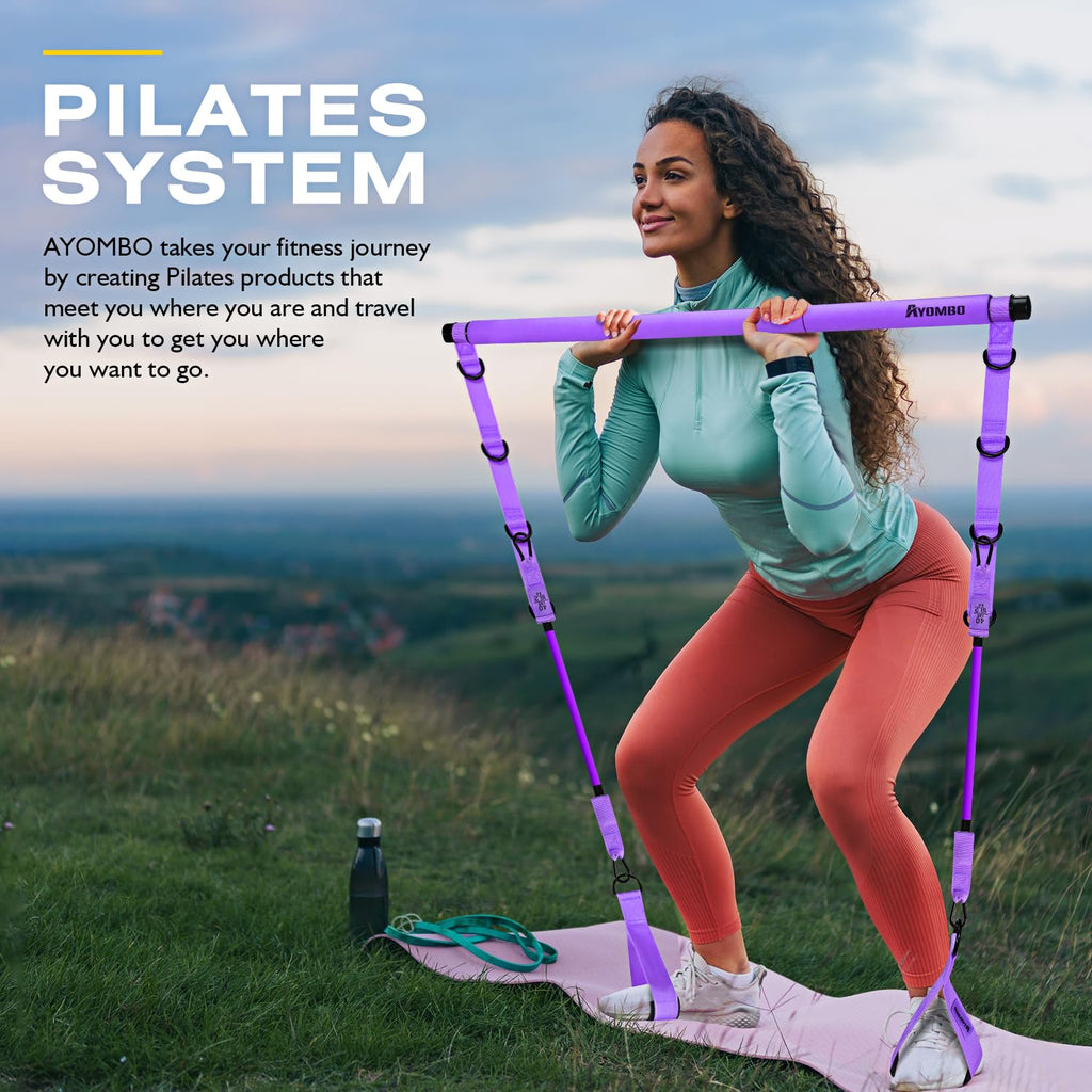 Pilates Bar Kit | Adjustable Resistance Bands Home Gym Set