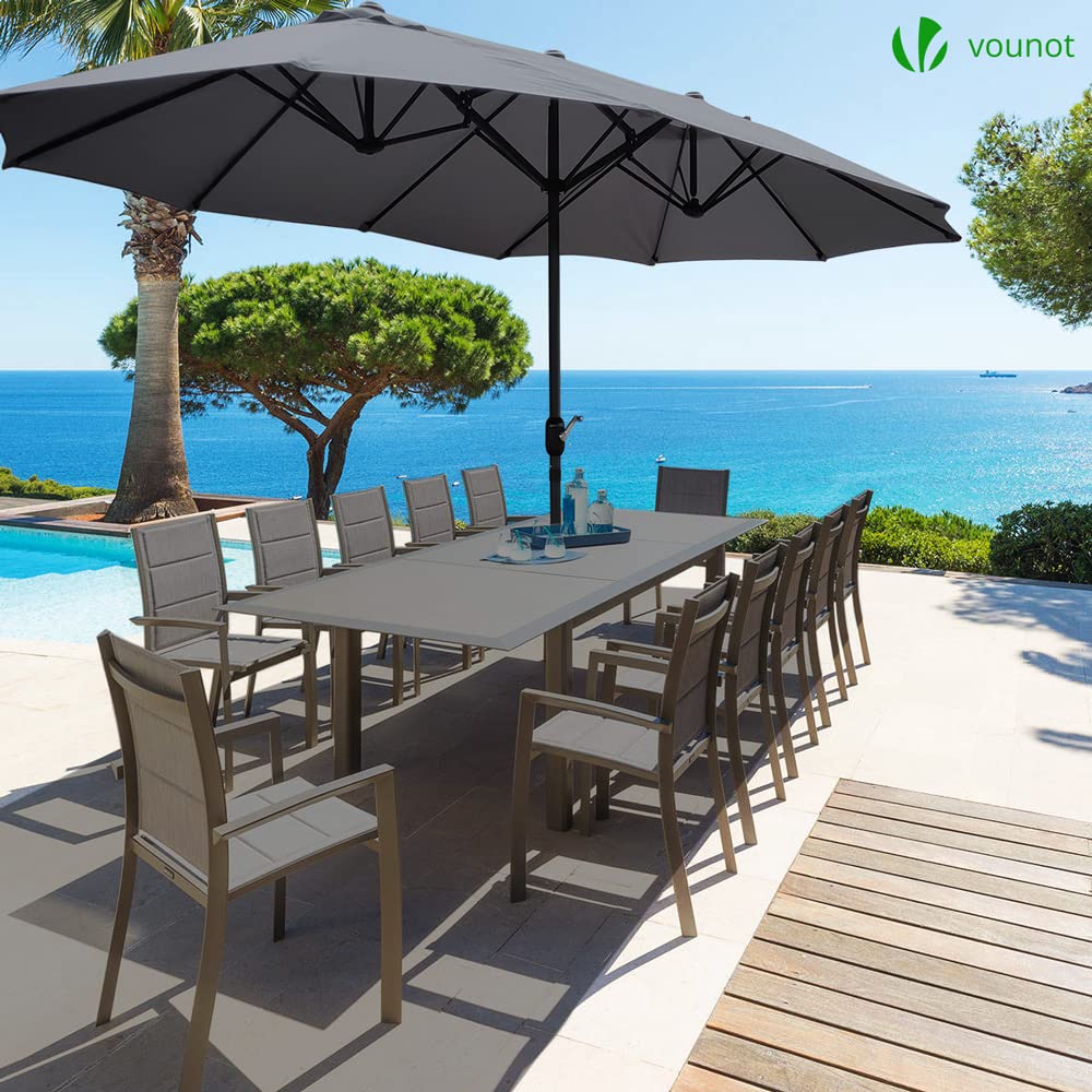 VOUNOT 4.6m Double Garden Parasol | Large Rectangular Patio Umbrella