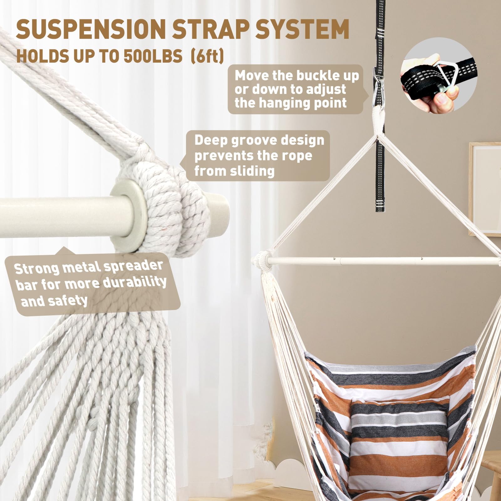 Chihee Hammock Chair with Foot Rest | Metal Spreader Bar Swing Chair