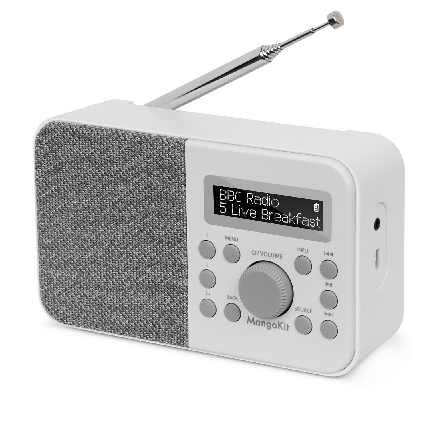 MangoKit PR2S Portable DAB/DAB+ Digital Radio with Bluetooth – Stone Grey