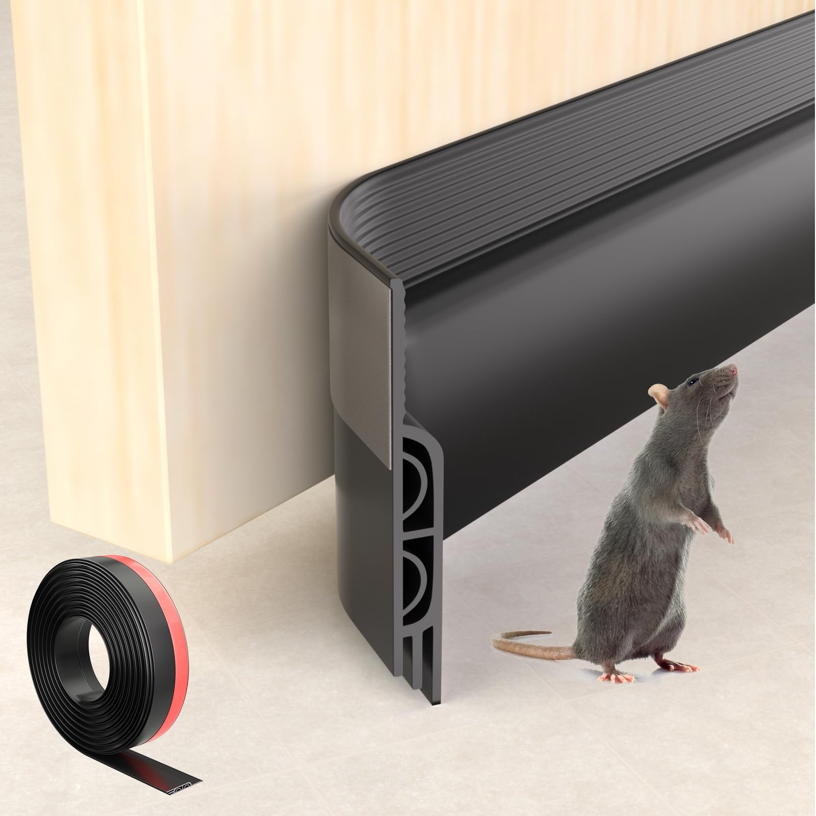 ESUFEIR 78" Silicone Door Draft Excluder | Self-Adhesive Seal Strip