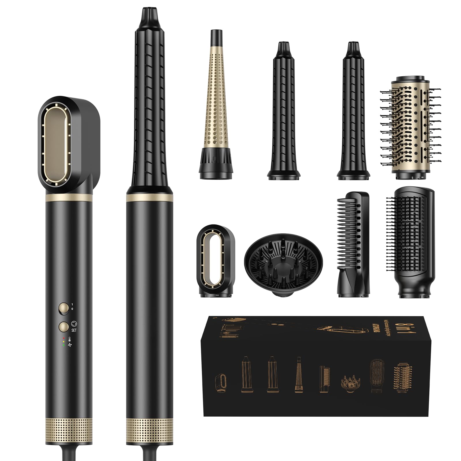8-in-1 Air Styler – 1500W High-Speed Blow Dryer Brush & Curler