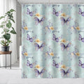 Jolof Store Blue Butterfly Floral Shower Curtain | Weighted 200x200cm
