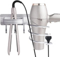 YUET Aluminum Hair Dryer Holder - Wall Mounted Organizer with 4 Hooks