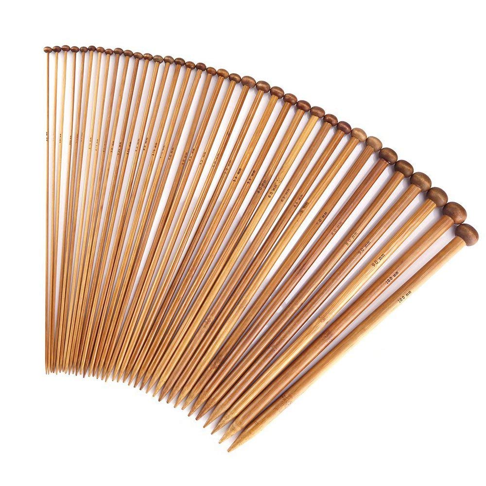 Bamboo Knitting Needle Set | 18 Pairs (2-10mm) | 35cm Length