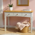 Jolof Store Grey Painted Oak Dressing Table - 3 Drawer Vanity Desk