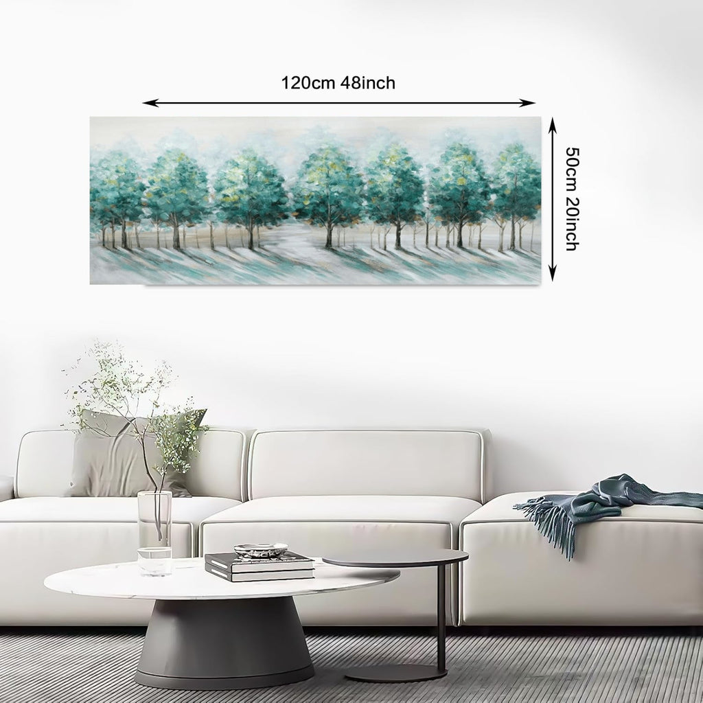 FajerminArt Green Trees Landscape Canvas Wall Art | Large 120x50cm