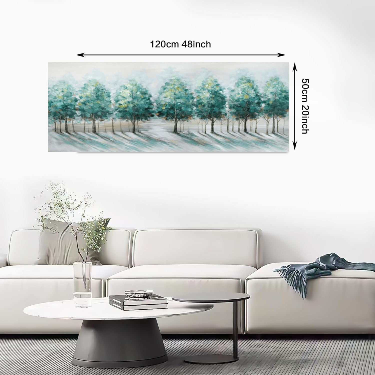 FajerminArt Green Trees Landscape Canvas Wall Art | Large 120x50cm