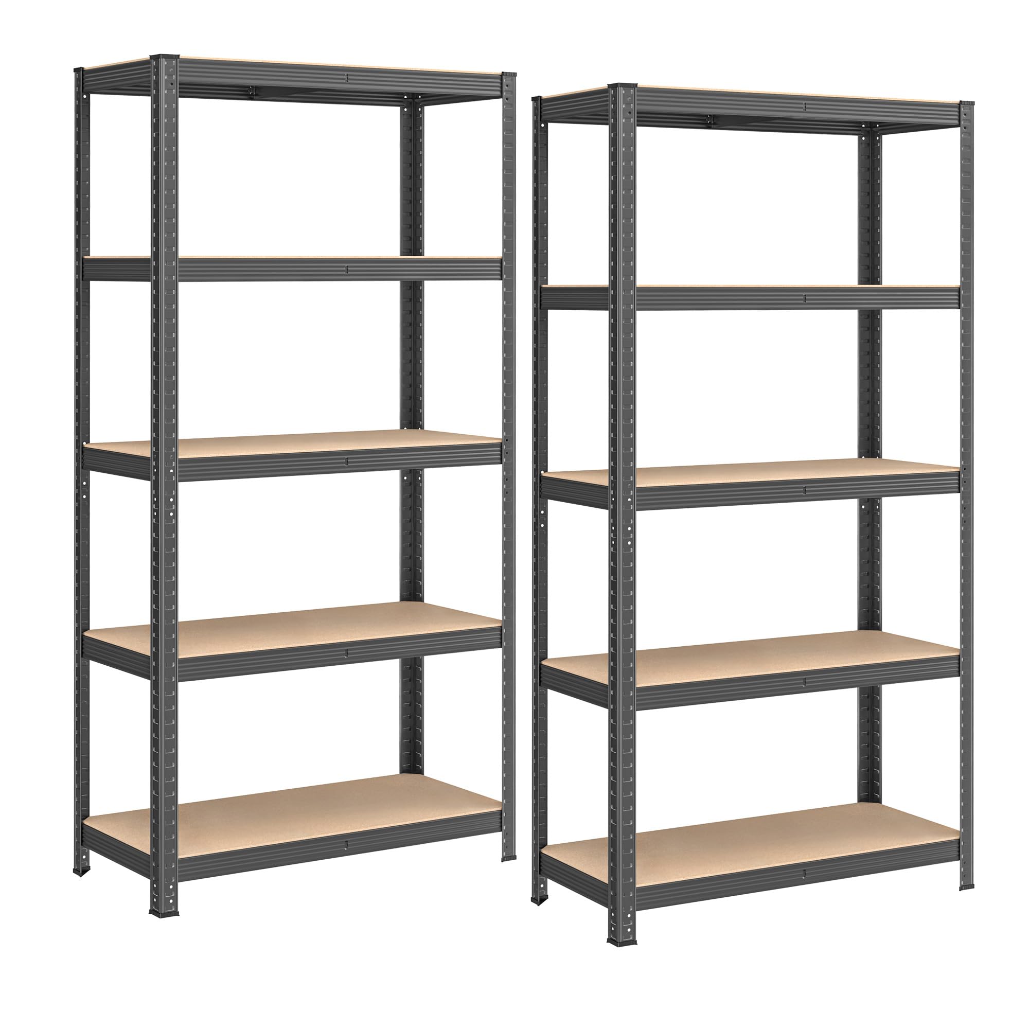 Songmics Heavy Duty Steel Shelving Units – Set of 2, 5-Tier, Dove Grey
