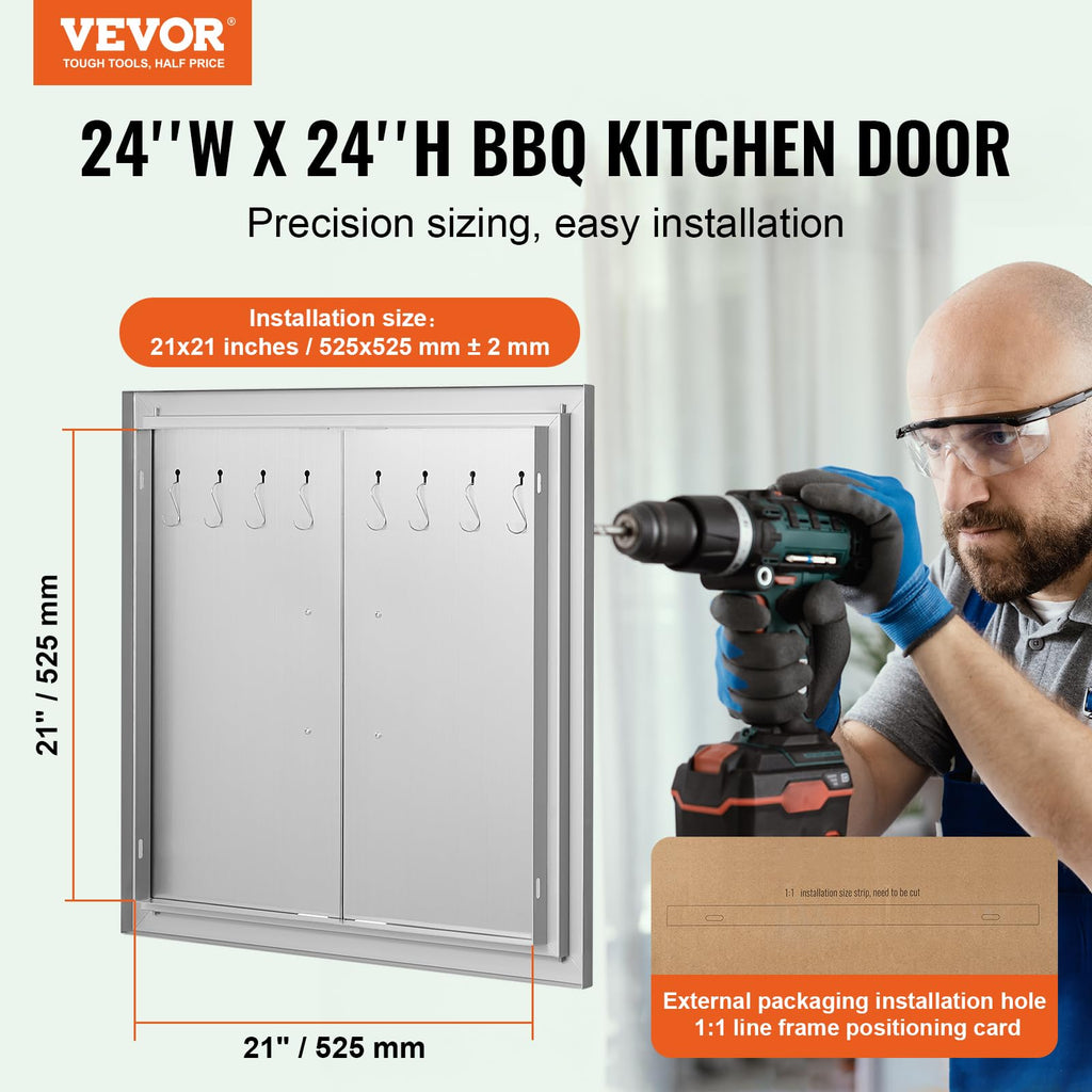 VEVOR 24x24" BBQ Access Door | Stainless Steel Double Outdoor Kitchen Door