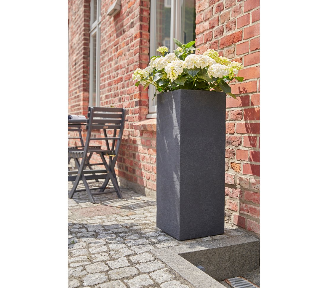 Dehner Palermo Column Plant Pot – Charcoal Grey Slate Effect Plastic