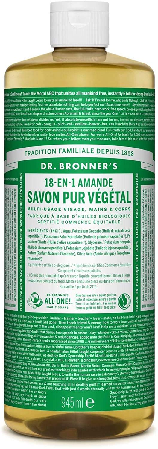 Dr. Bronner's Organic Almond Castile Soap – 18-in-1 Liquid Soap 946ml