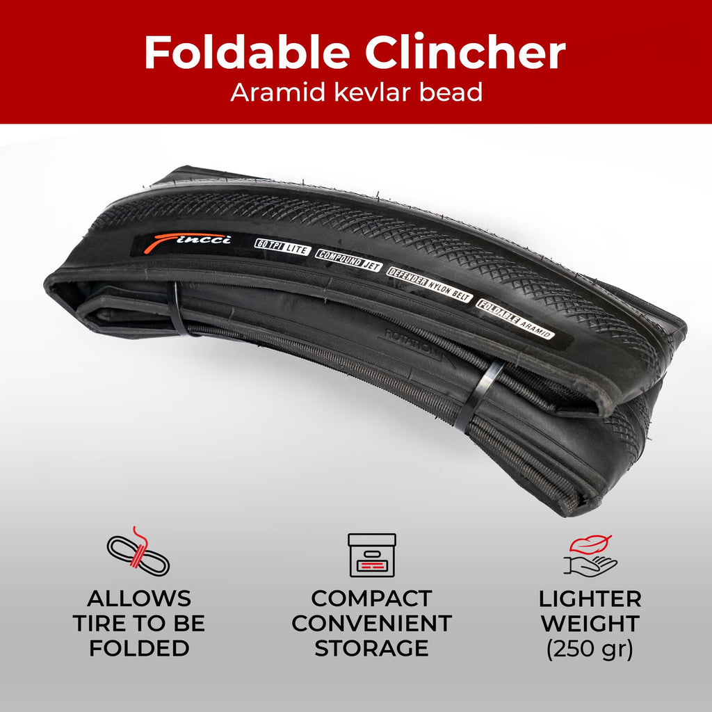 Fincci 700x28c Road Bike Tyres | Foldable Puncture Resistant - Pair