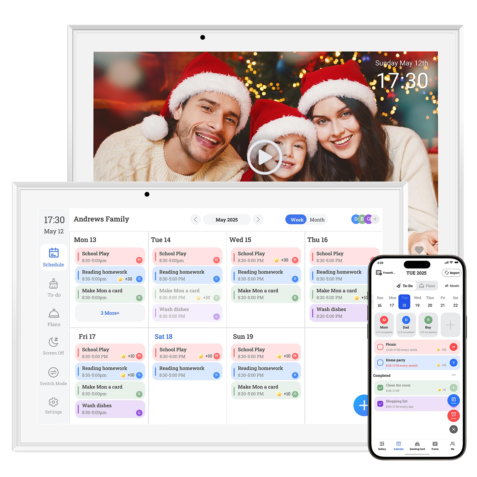Hesmor 10.1" Digital Calendar & Chore Chart Smart Touchscreen Display