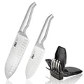 Furi Pro 3-Piece East/West Santoku Knife Set with Sharpener | Stainless