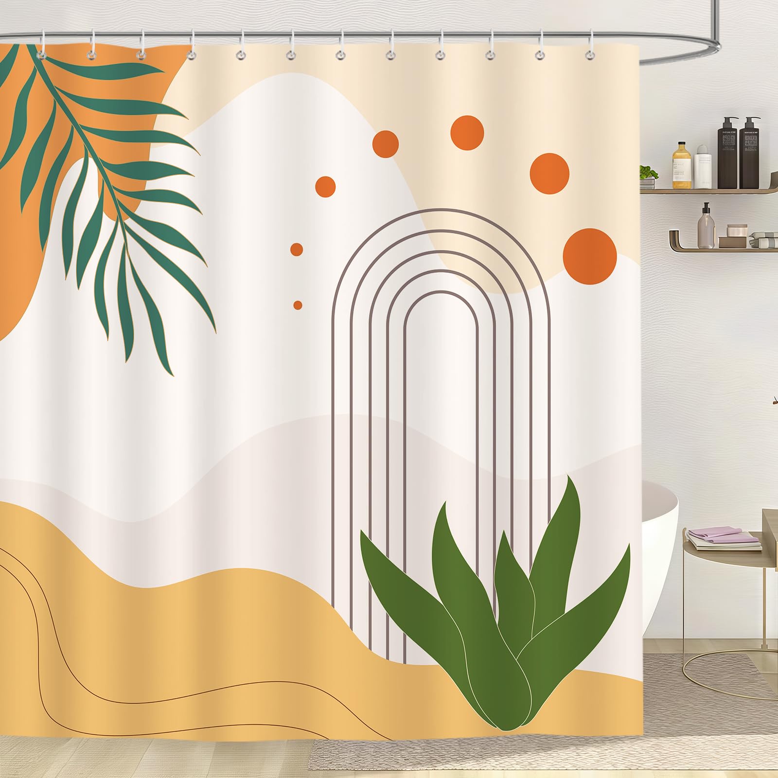 Dazzlewall Boho Mid Century Shower Curtain | Waterproof Polyester 180x180cm