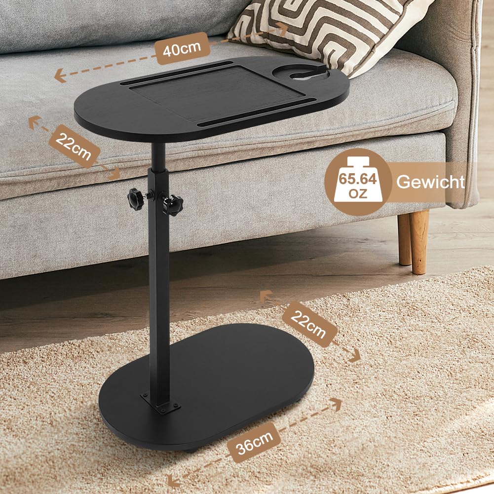 C Shaped End Table with Adjustable Height and Rotating Top - image 4