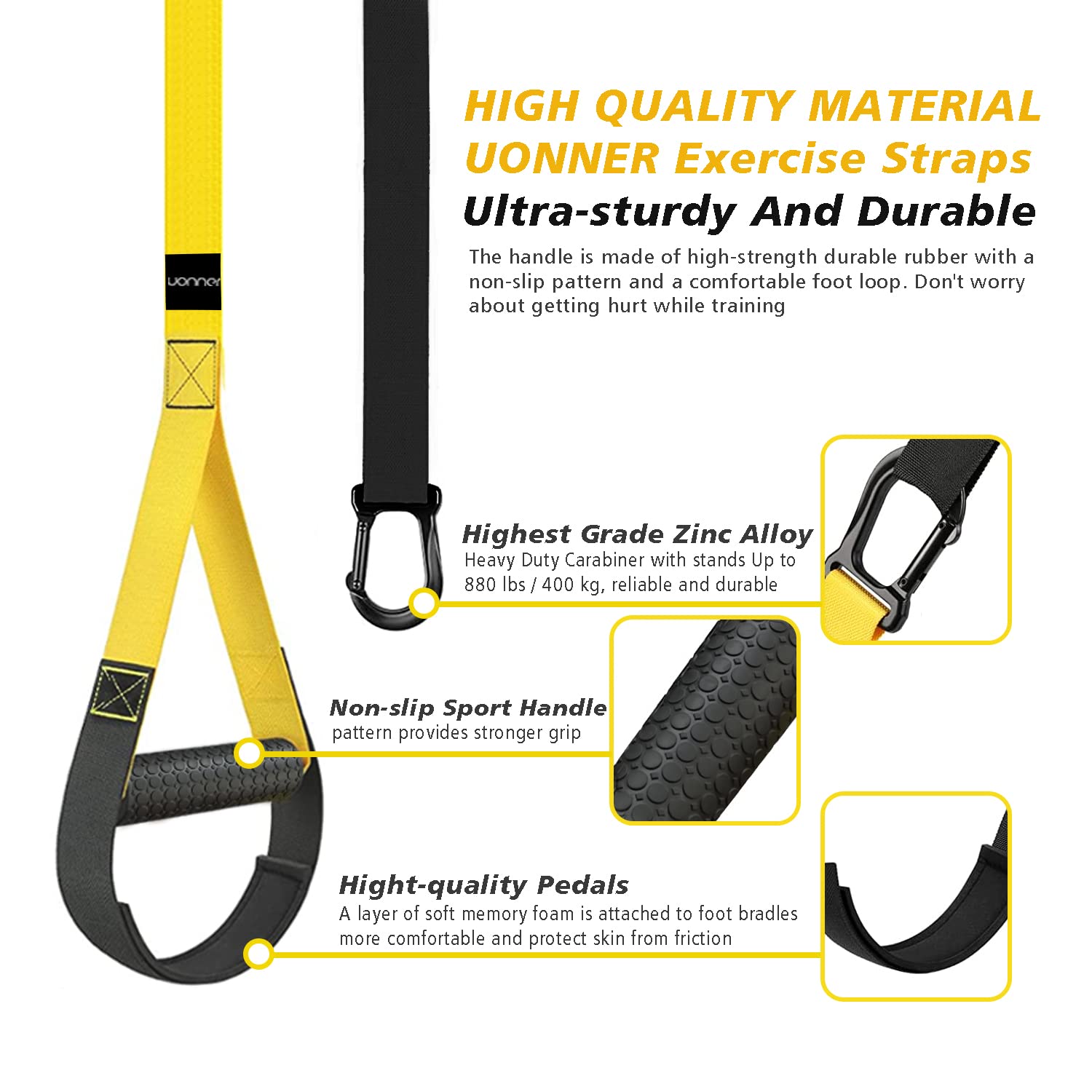 UONNER Suspension Trainer – Home Gym Resistance Straps for Full Body Workout