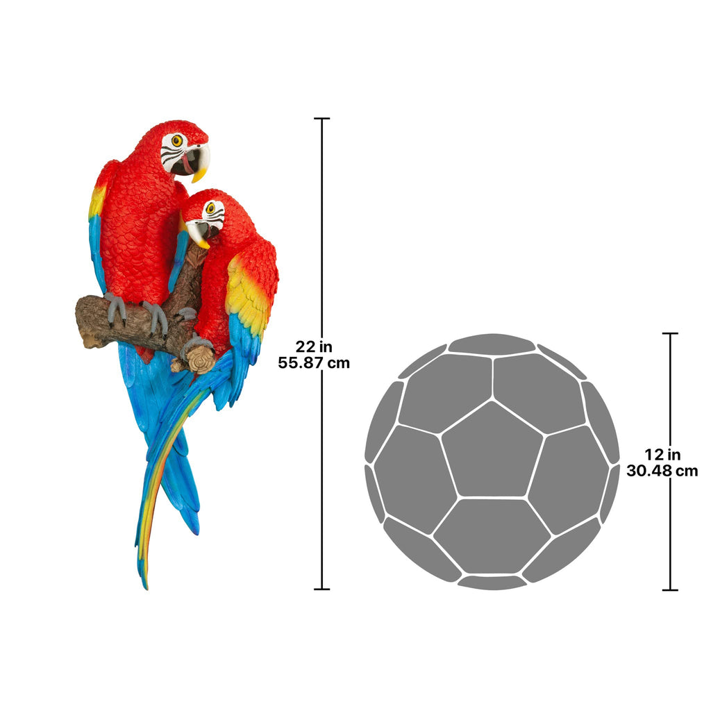 Design Toscano Tropical Scarlet Macaws Wall Sculpture | 22 Inch Polyresin