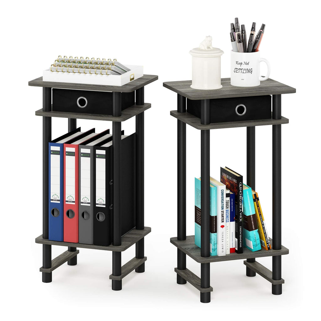 Furinno TURN-N-TUBE Side Table Set of 2, 3-Tier End Table with Storage Bin, Open Shelf Night Stand, Bedside Table, for Living Room, Bedroom - image 1