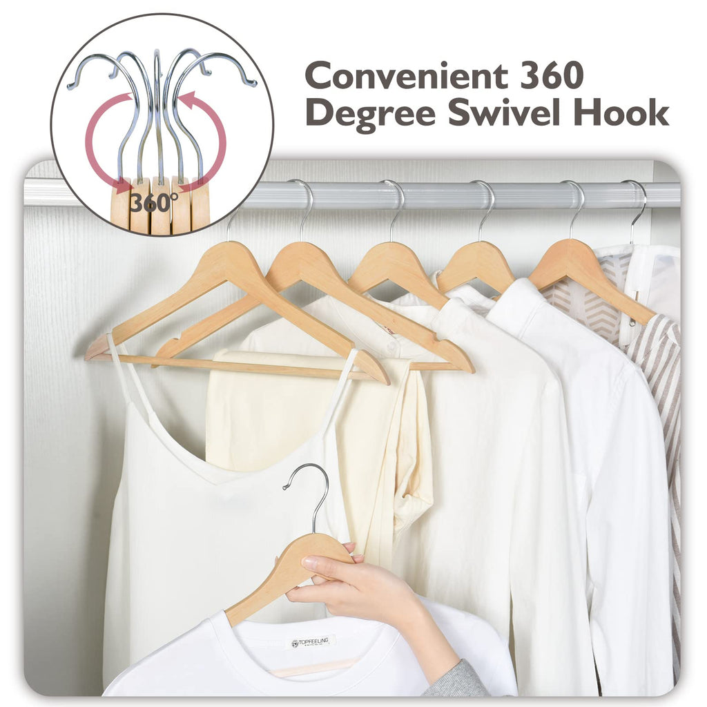 Edergoo Wooden Hangers 30 Pack | Smooth Solid Wood Suit Hangers