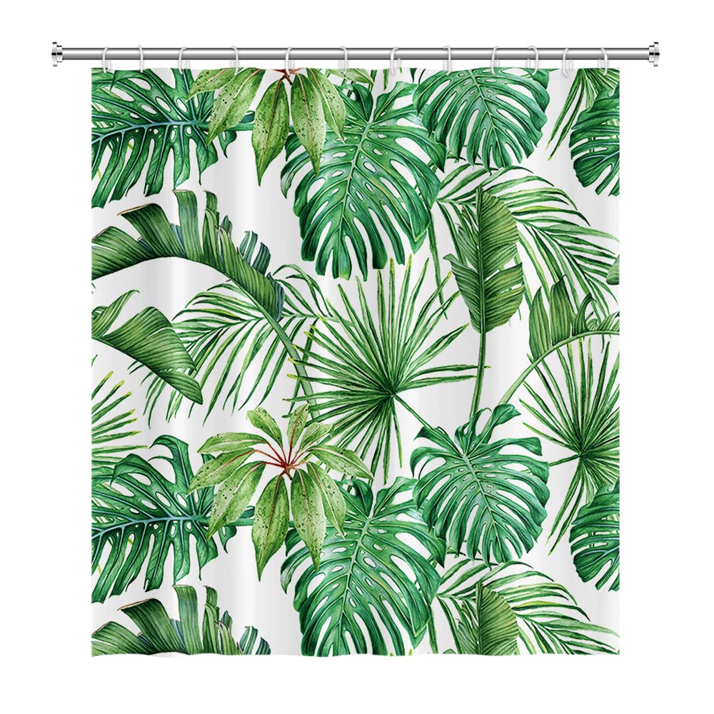 SDOTPMT Tropical Palm Leaves Shower Curtain – 72x72 Waterproof Polyester