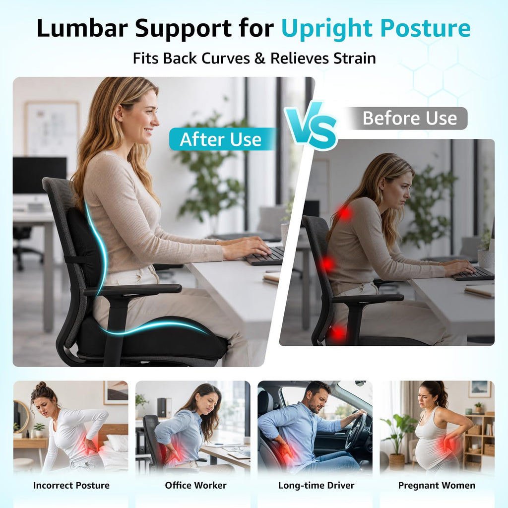 BRO Ergonomic Memory Foam Coccyx Cushion and Lumbar Support Cushion - image 4
