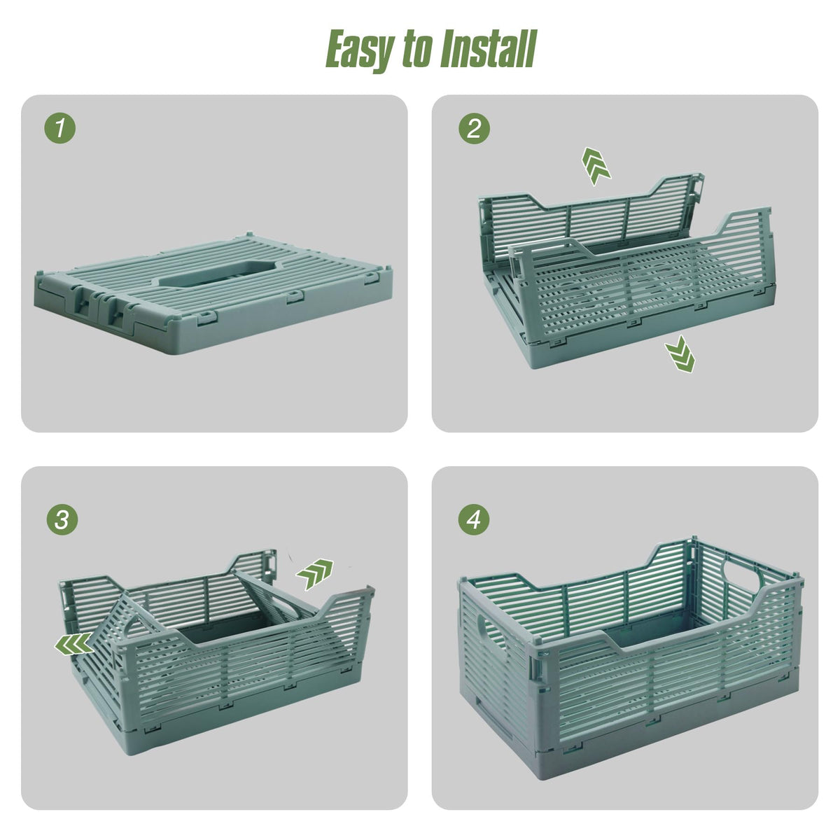 Vivikivi 2-Pack Collapsible Crates Storage Boxes, 22x15x9cm, Blue - image 3