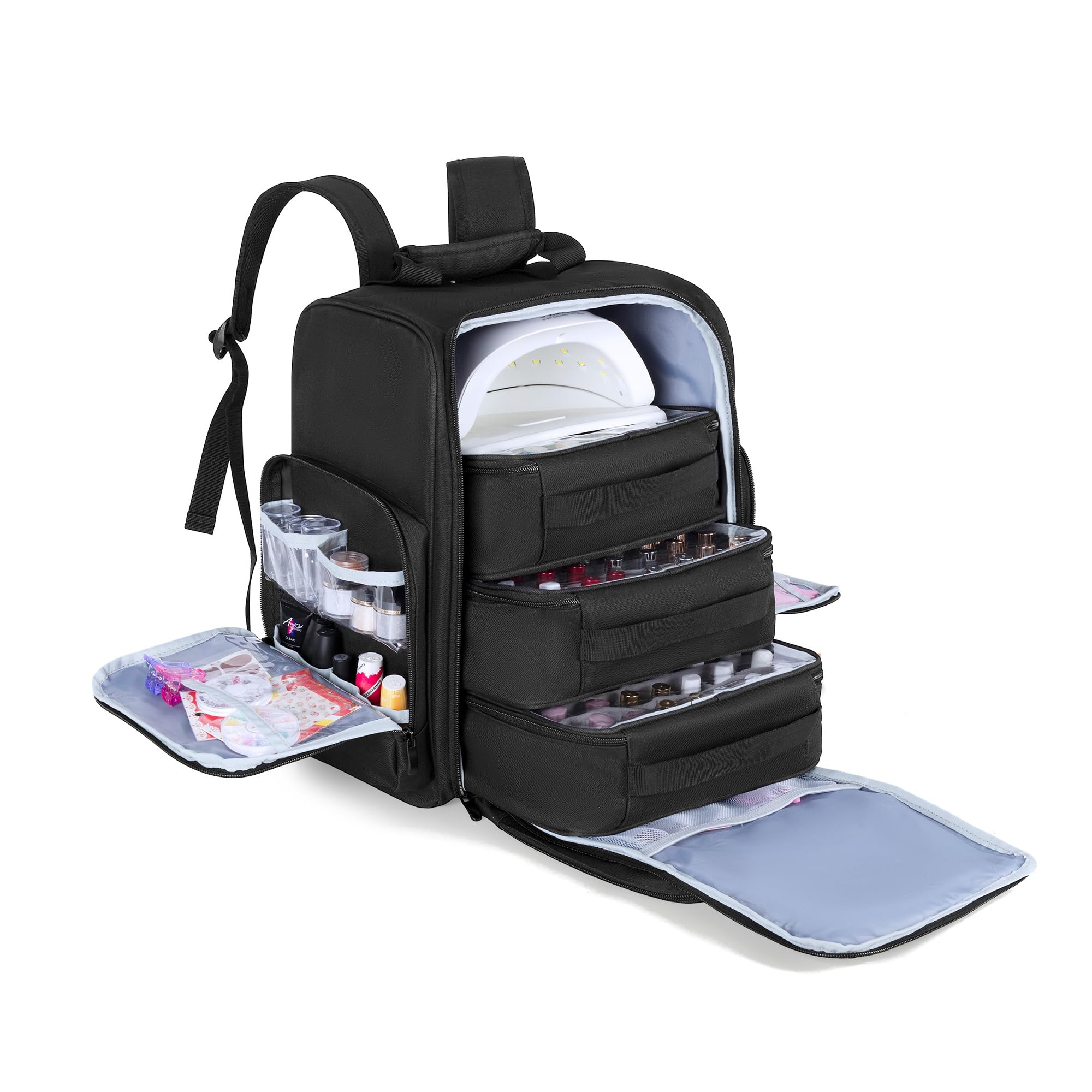 BAFASO Nail Polish Organiser Backpack - Holds 105 Bottles and Nail Lamp