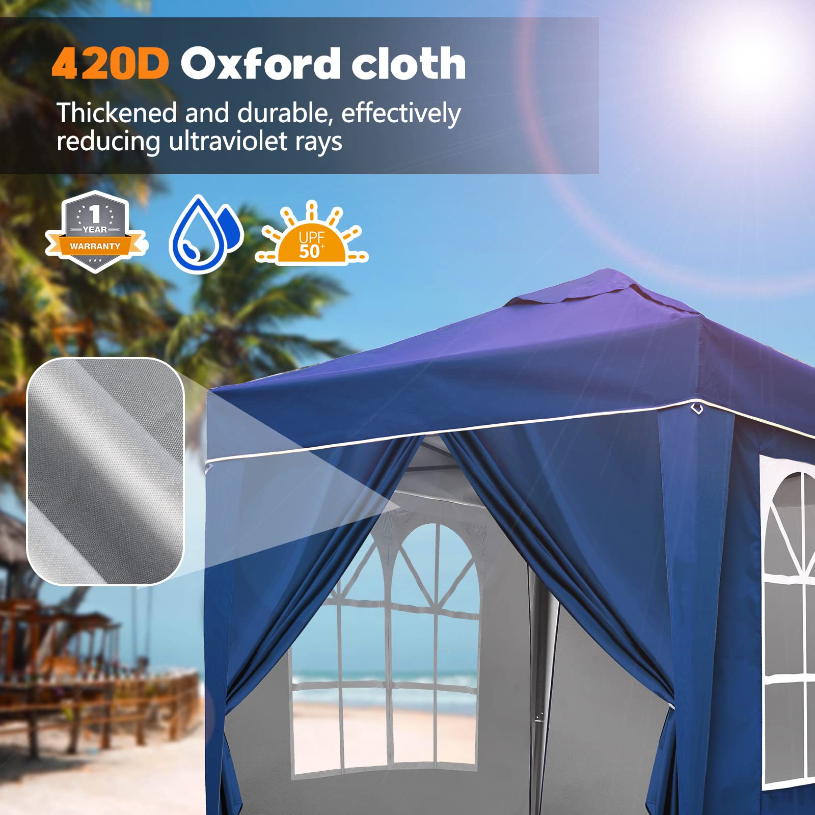 SANHENG Pop Up Gazebo | 2x2m Waterproof Outdoor Party Tent with Weights