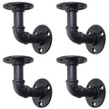 4 Pack Industrial Pipe Shelf Brackets – Black Heavy Duty