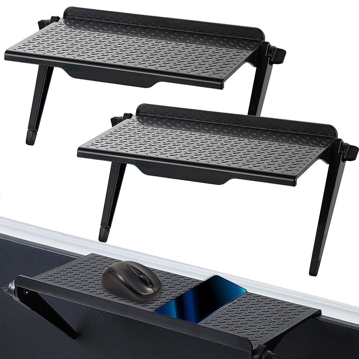 JJQHYC 2 TV Top Shelf Monitor Shelf Screen Top Shelf Adjustable Computer Top Shelf Black Monitore Stand for Streaming Devices, Router, Media Boxes - image 1