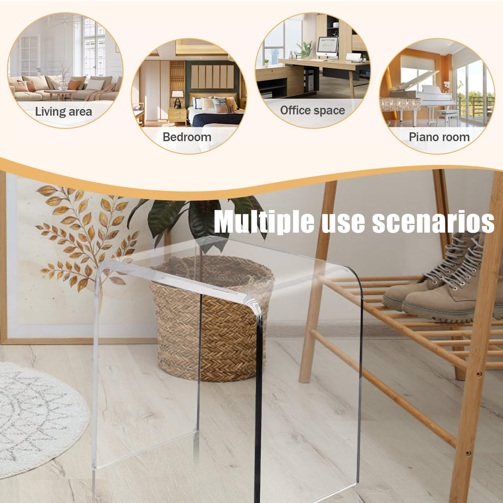Clear Acrylic U Shaped End Table, Transparent Perspex Plastic Shower Stool, Stylish Modern Coffee Table with Rounded Edges - image 4
